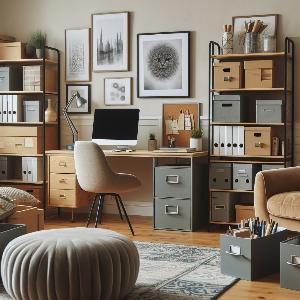 Trendy Home Office Design Ideas with file cabinets & storage boxes-4